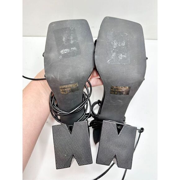 Wild Diva Sandals Womens Size 9 Black Wraparound Square Toe Heels - Picture 7 of 7